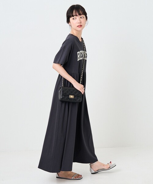 FREAK'S STORE(フリークスストア)の「ウエスト切替ロゴ半袖ワンピース(ワンピース・レディース・グリーン/ネイビー/レッド/ブラック・フリ-)」の21枚目の写真