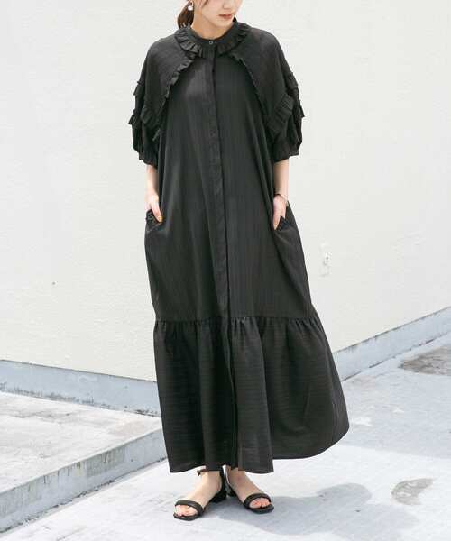 KBF（ケイビーエフ）の「プチフリルハーフスリーブワンピース（ワンピース・レディース・ホワイト/ブラック/ブルー系その他・ONE）」の11枚目の写真