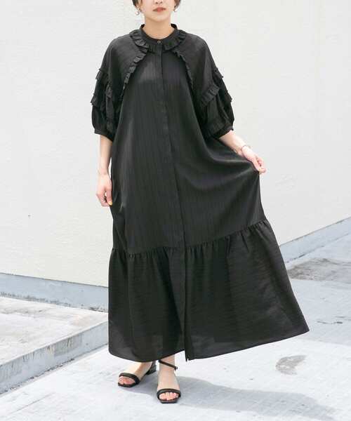 KBF（ケイビーエフ）の「プチフリルハーフスリーブワンピース（ワンピース・レディース・ホワイト/ブラック/ブルー系その他・ONE）」の12枚目の写真