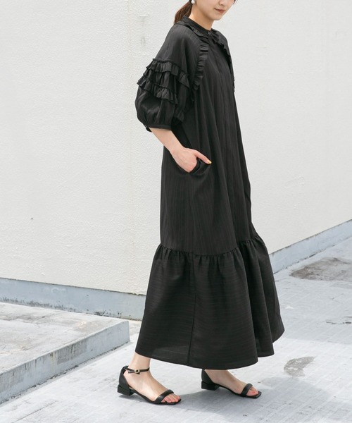 KBF（ケイビーエフ）の「プチフリルハーフスリーブワンピース（ワンピース・レディース・ホワイト/ブラック/ブルー系その他・ONE）」の13枚目の写真