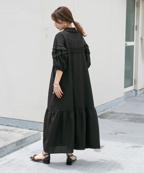 KBF（ケイビーエフ）の「プチフリルハーフスリーブワンピース（ワンピース・レディース・ホワイト/ブラック/ブルー系その他・ONE）」の16枚目の写真