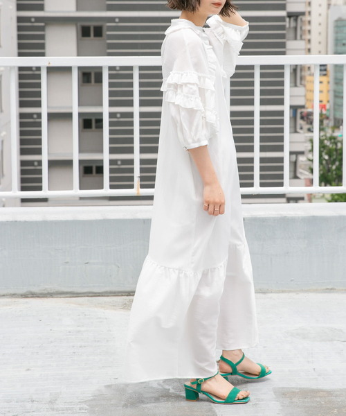 KBF（ケイビーエフ）の「プチフリルハーフスリーブワンピース（ワンピース・レディース・ホワイト/ブラック/ブルー系その他・ONE）」の17枚目の写真