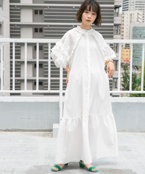 KBF（ケイビーエフ）の「プチフリルハーフスリーブワンピース