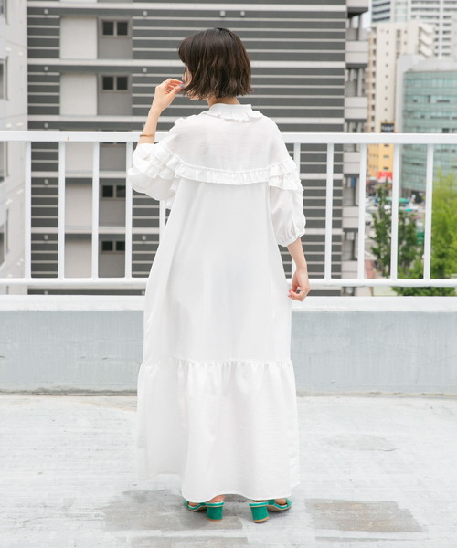 KBF（ケイビーエフ）の「プチフリルハーフスリーブワンピース（ワンピース・レディース・ホワイト/ブラック/ブルー系その他・ONE）」の21枚目の写真