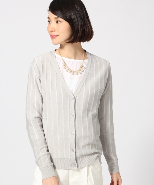 LEPSIM(レプシィム)の「12GピンストライプVカーディガン 557541(カーディガン/ボレロ・レディース・オフホワイト/グレー/ダークネイビー・LARGE/MEDIUM)」の10枚目の写真
