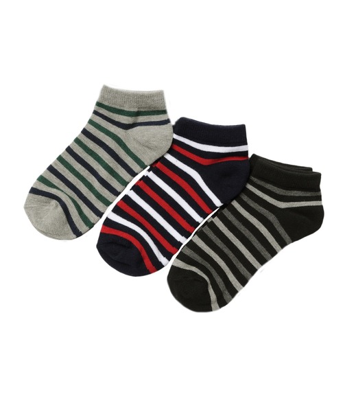 GLAZOS（グラソス）の「アンクル丈・ソックス３足セット（ソックス/靴下・キッズ・オフホワイト/ネイビー/ブラック/グレー/カーキ・22cm/19cm/16cm/13cm）」の5枚目の写真