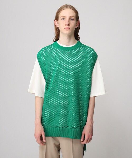 tk.TAKEO KIKUCHI（ティーケータケオキクチ）の「◆スカシアミニットベスト（ベスト・メンズ・ブラック/オフホワイト/グリーン・88/66）」の6枚目の写真