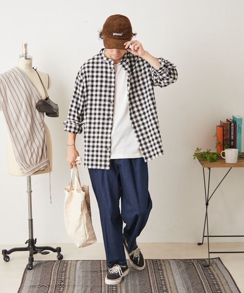 CIAOPANIC TYPY（チャオパニックティピー）の「■【セットアップ対応】サンドウォッシュバンドカラーシャツ（シャツ/ブラウス・メンズ・チャコールグレー/ブラック/ネイビー/ブラウン/アイボリー・S/M/L）」の4枚目の写真