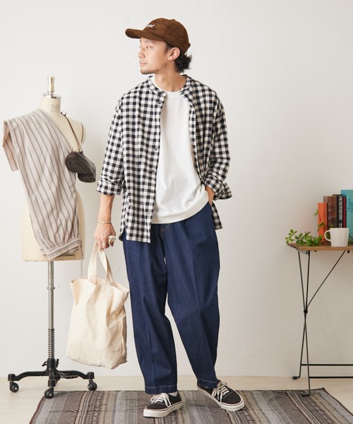 CIAOPANIC TYPY（チャオパニックティピー）の「■【セットアップ対応】サンドウォッシュバンドカラーシャツ（シャツ/ブラウス・メンズ・チャコールグレー/ブラック/ネイビー/ブラウン/アイボリー・S/M/L）」の11枚目の写真