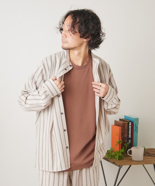 CIAOPANIC TYPY（チャオパニックティピー）の「■【セットアップ対応】サンドウォッシュバンドカラーシャツ（シャツ/ブラウス・メンズ・チャコールグレー/ブラック/ネイビー/ブラウン/アイボリー・S/M/L）」の6枚目の写真