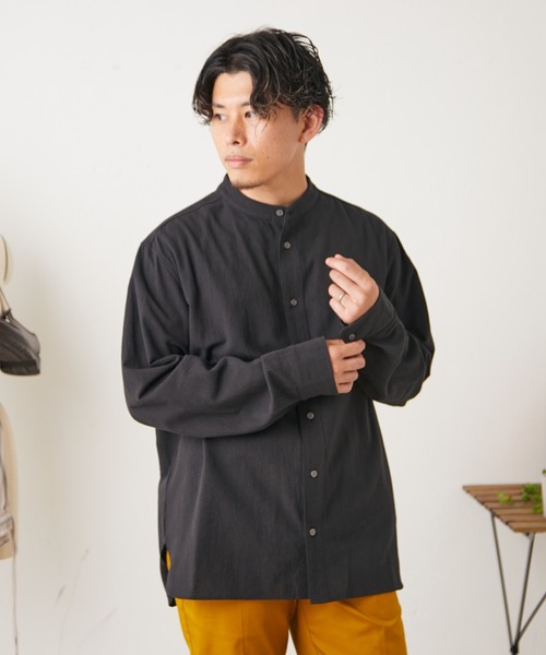 CIAOPANIC TYPY（チャオパニックティピー）の「■【セットアップ対応】サンドウォッシュバンドカラーシャツ（シャツ/ブラウス・メンズ・チャコールグレー/ブラック/ネイビー/ブラウン/アイボリー・S/M/L）」の16枚目の写真