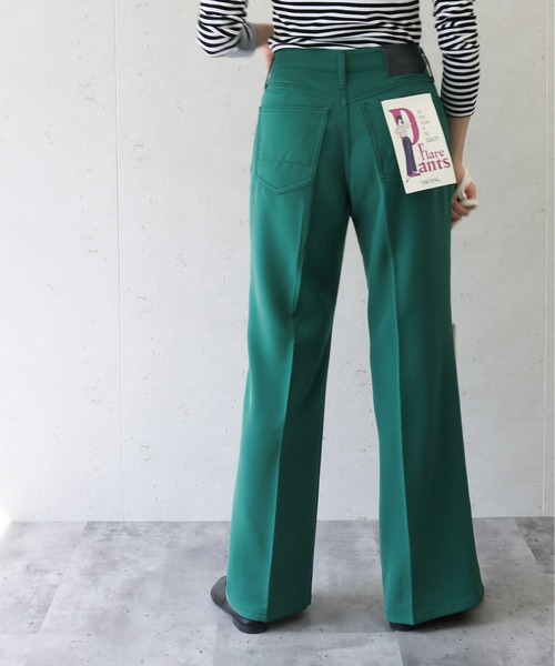 SOMETHING（サムシング）の「SOMETHING/サムシング　エステルストレッチフレアパンツ（その他パンツ・レディース・グリーン/ブラック・SMALL/MEDIUM）」の9枚目の写真