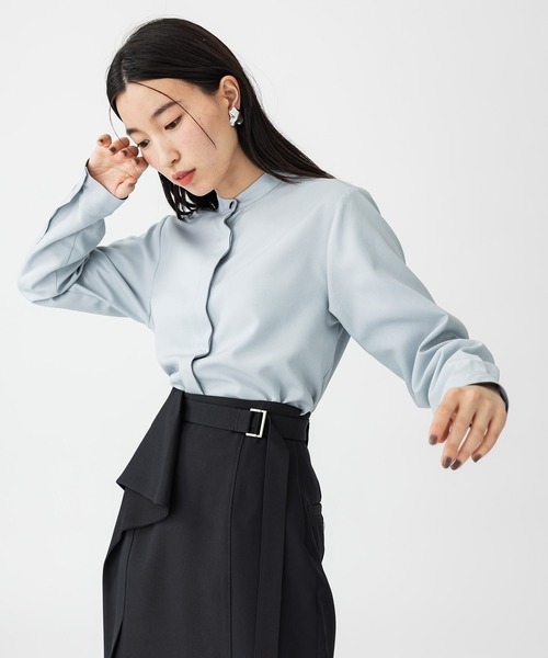 UNITED TOKYO（ユナイテッドトウキョウ）の「【WEB限定】ベーシックスタンドカラーシャツ-ウォッシャブル-（シャツ/ブラウス・レディース・ホワイト/ブルー/ブラック/グレー・1/2）」の15枚目の写真