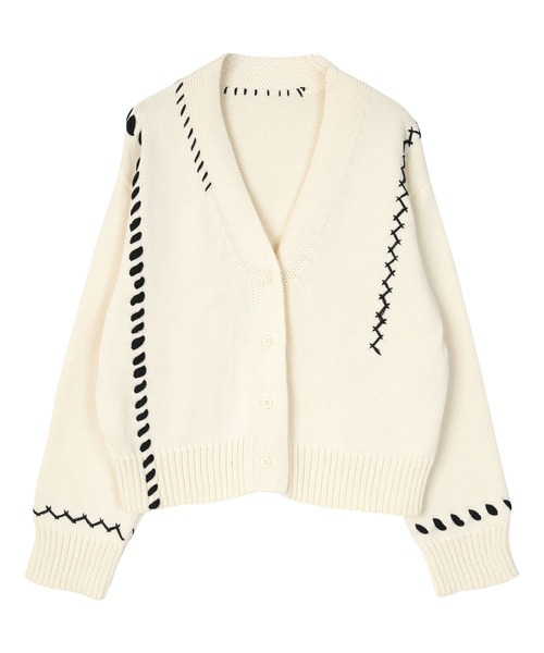 miette（ミエット）の「配色ステッチデザインカーディガン（カーディガン/ボレロ・レディース・アイボリー/ブラック/グリーン・FREE）」の20枚目の写真