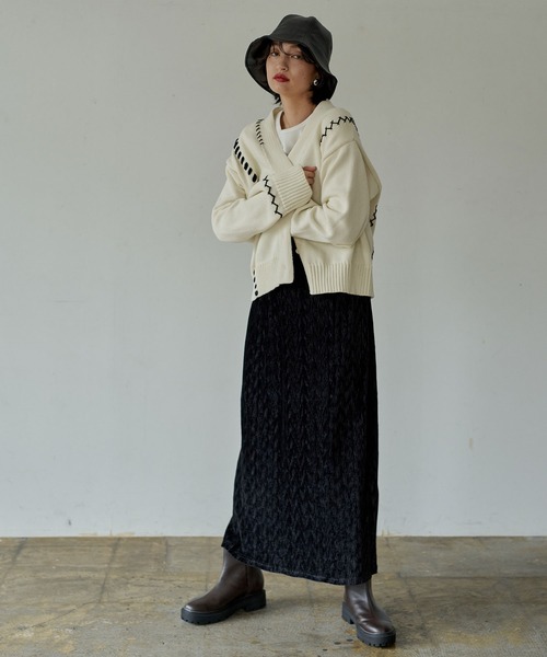 miette（ミエット）の「配色ステッチデザインカーディガン（カーディガン/ボレロ・レディース・アイボリー/ブラック/グリーン・FREE）」の21枚目の写真