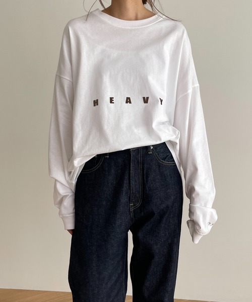 CANAL JEAN（キャナルジーン）の「1975 TOKYO(1975 トーキョー) "Heavy Water"オーバーサイズロングTシャツ（Tシャツ/カットソー・レディース・ブラック/サックスブルー/ホワイト×ブラック/ホワイト×ブラウン・MEDIUM/LARGE）」の13枚目の写真