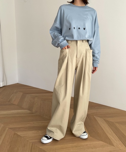 CANAL JEAN（キャナルジーン）の「1975 TOKYO(1975 トーキョー) "Heavy Water"オーバーサイズロングTシャツ（Tシャツ/カットソー・レディース・ブラック/サックスブルー/ホワイト×ブラック/ホワイト×ブラウン・MEDIUM/LARGE）」の14枚目の写真