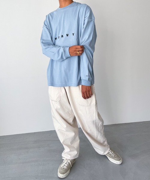 CANAL JEAN（キャナルジーン）の「1975 TOKYO(1975 トーキョー) "Heavy Water"オーバーサイズロングTシャツ（Tシャツ/カットソー・レディース・ブラック/サックスブルー/ホワイト×ブラック/ホワイト×ブラウン・MEDIUM/LARGE）」の12枚目の写真