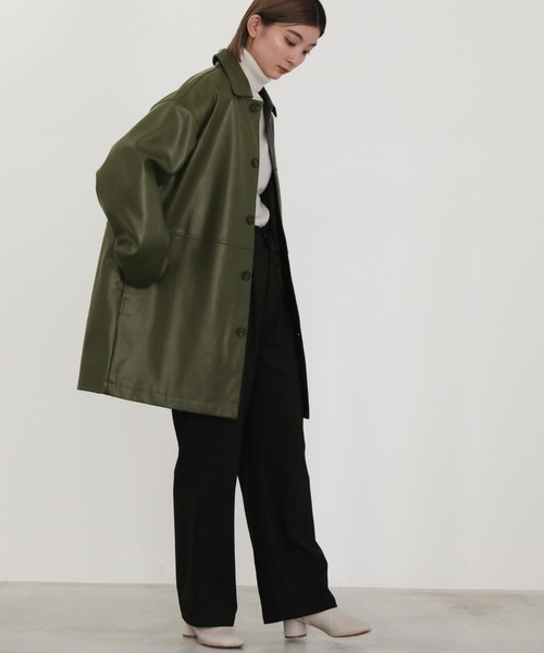 select MOCA（セレクトモカ）の「フェイクレザーオーバーミドルジャケット（その他アウター・レディース・アイボリー/ブラック/カーキ・FREE）」の21枚目の写真