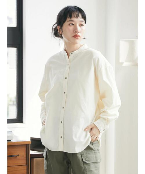 CRAFT STANDARD BOUTIQUE（クラフトスタンダードブティック）の「コーデュロイバンドカラーシャツ　＊（シャツ/ブラウス・レディース・グリーン/チャコールグレー/アイボリー・M/L）」の8枚目の写真