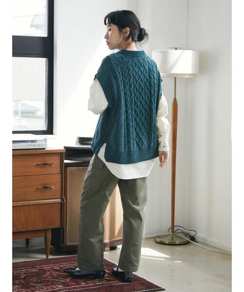 CRAFT STANDARD BOUTIQUE（クラフトスタンダードブティック）の「コーデュロイバンドカラーシャツ　＊（シャツ/ブラウス・レディース・グリーン/チャコールグレー/アイボリー・M/L）」の15枚目の写真