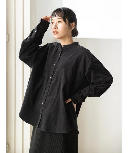 CRAFT STANDARD BOUTIQUE（クラフトスタンダードブティック）の「コーデュロイバンドカラーシャツ　＊（シャツ/ブラウス・レディース・グリーン/チャコールグレー/アイボリー・M/L）」の16枚目の写真