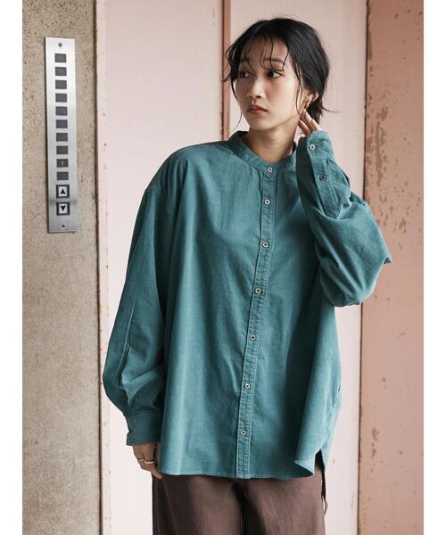 CRAFT STANDARD BOUTIQUE（クラフトスタンダードブティック）の「コーデュロイバンドカラーシャツ　＊（シャツ/ブラウス・レディース・グリーン/チャコールグレー/アイボリー・M/L）」の20枚目の写真