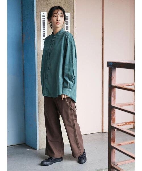 CRAFT STANDARD BOUTIQUE（クラフトスタンダードブティック）の「コーデュロイバンドカラーシャツ　＊（シャツ/ブラウス・レディース・グリーン/チャコールグレー/アイボリー・M/L）」の22枚目の写真