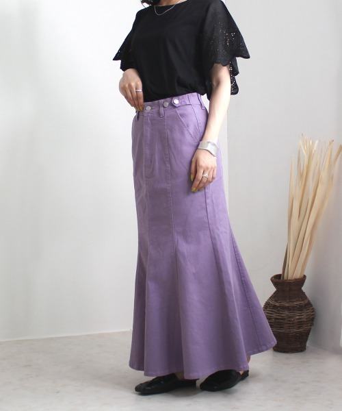 SELECT LEVERY(セレクトリベリー)の「カラーマーメイドスカート(スカート・レディース・ブラック/カーキ/パープル/キナリ/ベージュ・LARGE/X-LARGE/MEDIUM/SMALL)」の19枚目の写真