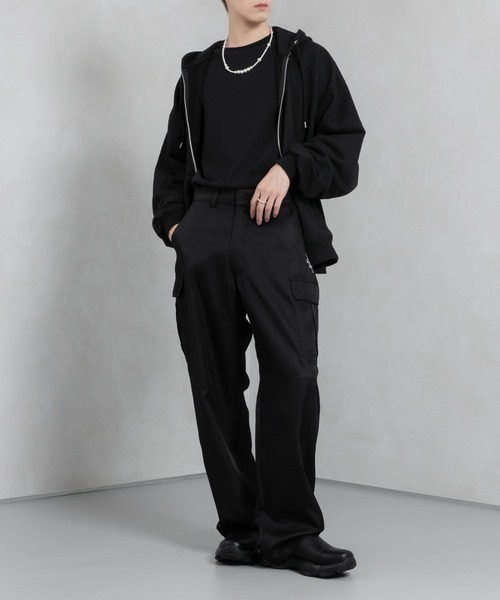 Adoon plain（アドーンプレーン）の「【Adoon plain】トロミカーゴパンツ（カーゴパンツ・メンズ・ブラック・SMALL/MEDIUM/LARGE）」の2枚目の写真