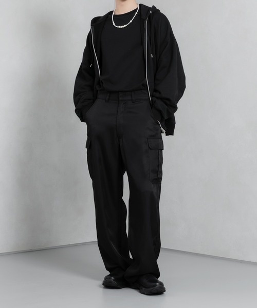 Adoon plain（アドーンプレーン）の「【Adoon plain】トロミカーゴパンツ（カーゴパンツ・メンズ・ブラック・SMALL/MEDIUM/LARGE）」の3枚目の写真