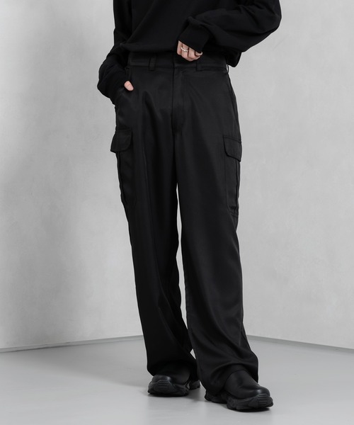 Adoon plain（アドーンプレーン）の「【Adoon plain】トロミカーゴパンツ（カーゴパンツ・メンズ・ブラック・SMALL/MEDIUM/LARGE）」の6枚目の写真