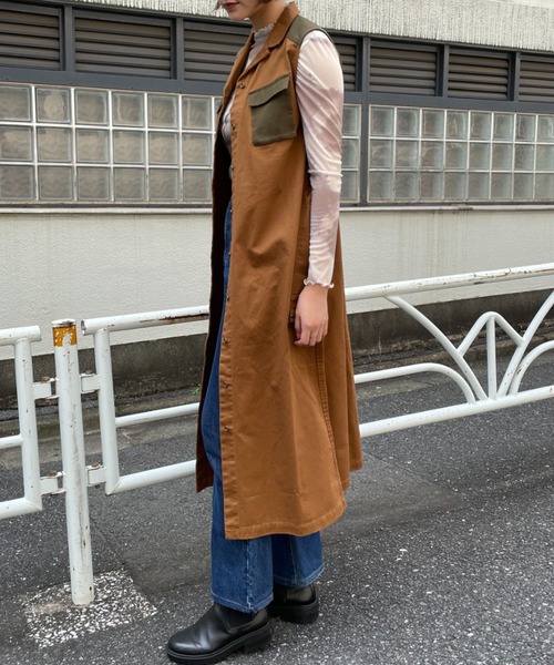 CIAOPANIC（チャオパニック）の「【CPC SCAMP】ミリタリーロングジレ（ベスト・レディース・カーキ/ブラウン・FREE）」の8枚目の写真