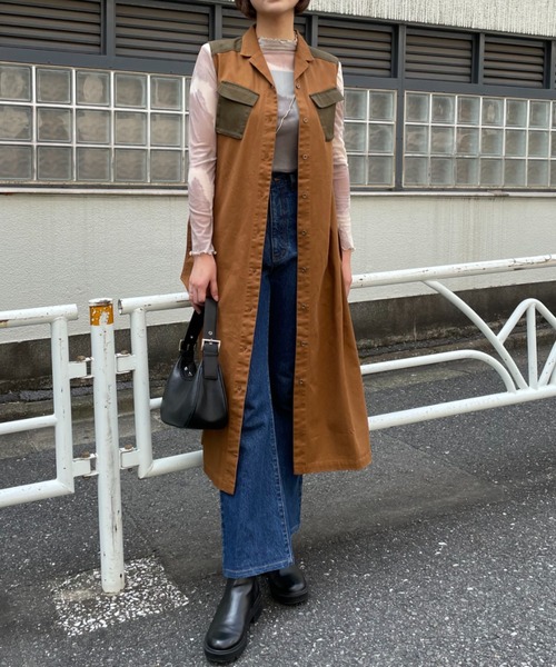 CIAOPANIC（チャオパニック）の「【CPC SCAMP】ミリタリーロングジレ（ベスト・レディース・カーキ/ブラウン・FREE）」の7枚目の写真