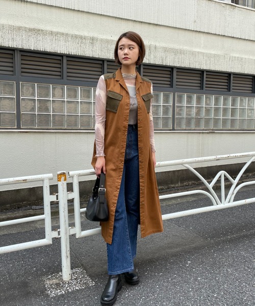 CIAOPANIC（チャオパニック）の「【CPC SCAMP】ミリタリーロングジレ（ベスト・レディース・カーキ/ブラウン・FREE）」の17枚目の写真