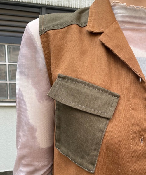 CIAOPANIC（チャオパニック）の「【CPC SCAMP】ミリタリーロングジレ（ベスト・レディース・カーキ/ブラウン・FREE）」の12枚目の写真