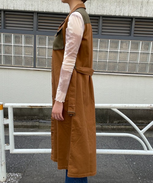 CIAOPANIC（チャオパニック）の「【CPC SCAMP】ミリタリーロングジレ（ベスト・レディース・カーキ/ブラウン・FREE）」の5枚目の写真