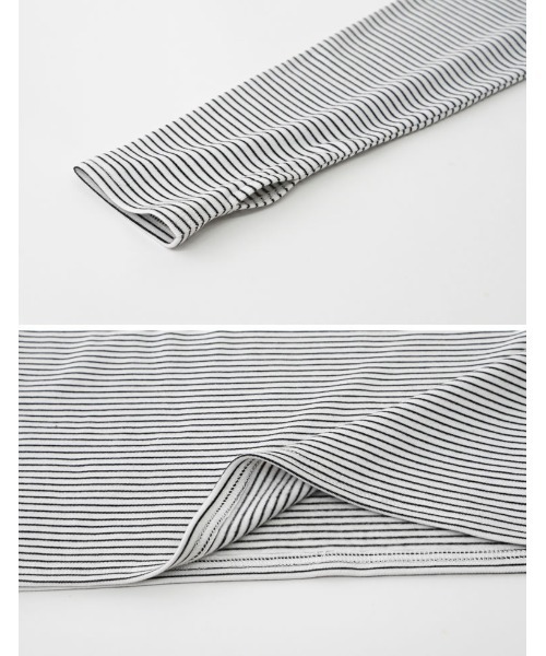 Re:EDIT（リエディ）の「裏起毛細ボーダー指穴タートルネックトップス（その他トップス・レディース・ホワイト×ブラック/ブラック×ホワイト・MEDIUM）」の20枚目の写真