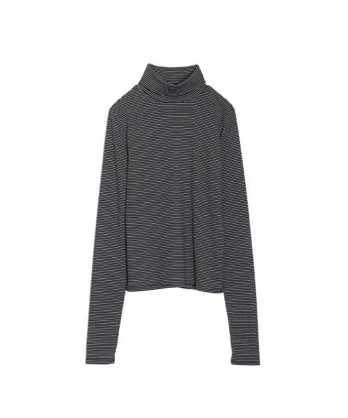 Re:EDIT（リエディ）の「裏起毛細ボーダー指穴タートルネックトップス（その他トップス・レディース・ホワイト×ブラック/ブラック×ホワイト・MEDIUM）」の21枚目の写真