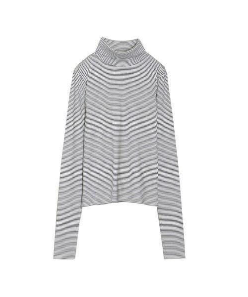 Re:EDIT（リエディ）の「裏起毛細ボーダー指穴タートルネックトップス（その他トップス・レディース・ホワイト×ブラック/ブラック×ホワイト・MEDIUM）」の22枚目の写真