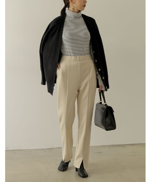 Re:EDIT（リエディ）の「裏起毛細ボーダー指穴タートルネックトップス（その他トップス・レディース・ホワイト×ブラック/ブラック×ホワイト・MEDIUM）」の18枚目の写真