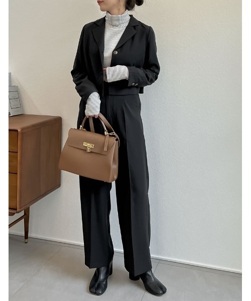 Re:EDIT（リエディ）の「裏起毛細ボーダー指穴タートルネックトップス（その他トップス・レディース・ホワイト×ブラック/ブラック×ホワイト・MEDIUM）」の4枚目の写真