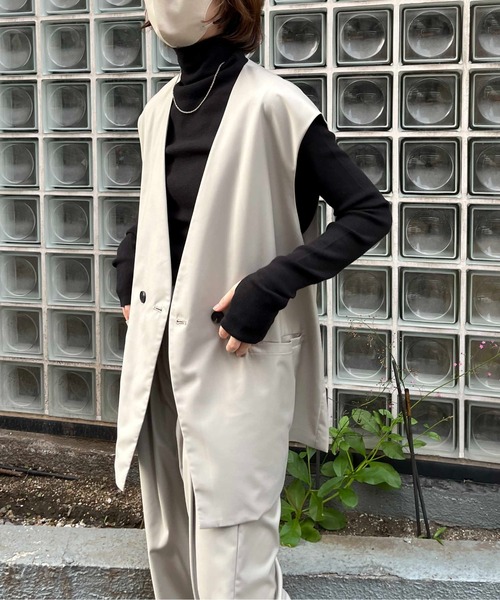 NO NEED(ノーニード)の「TRダブルジレベスト セットアップ可能/ユニセックス/(ベスト・メンズ・ベージュ/ブラック・フリ-)」の13枚目の写真