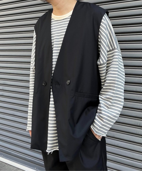 NO NEED(ノーニード)の「TRダブルジレベスト セットアップ可能/ユニセックス/(ベスト・メンズ・ベージュ/ブラック・フリ-)」の15枚目の写真