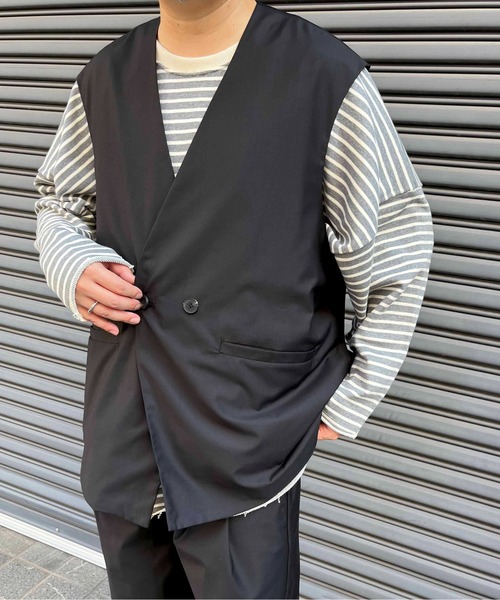 NO NEED(ノーニード)の「TRダブルジレベスト セットアップ可能/ユニセックス/(ベスト・メンズ・ベージュ/ブラック・フリ-)」の10枚目の写真