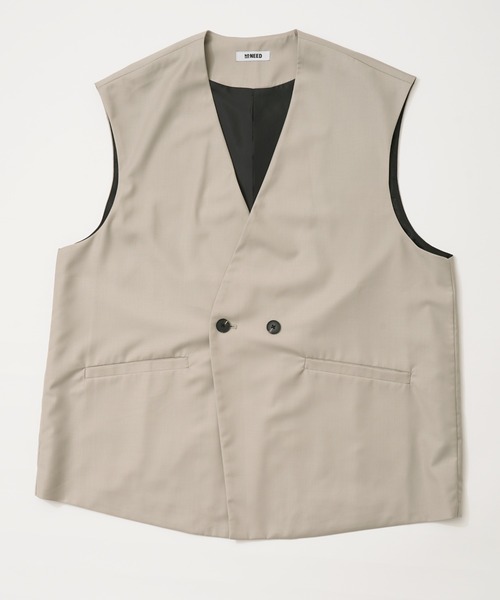 NO NEED(ノーニード)の「TRダブルジレベスト セットアップ可能/ユニセックス/(ベスト・メンズ・ベージュ/ブラック・フリ-)」の7枚目の写真