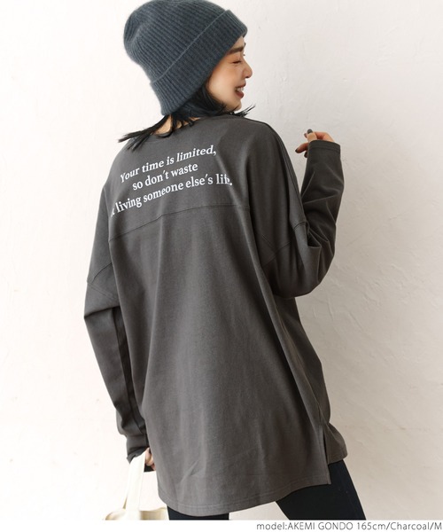 coca(coca)(コカ)の「バックプリントへビーウェイトフットボールロンT(Tシャツ/カットソー・レディース・チャコール/アイボリー・M/L)」の12枚目の写真