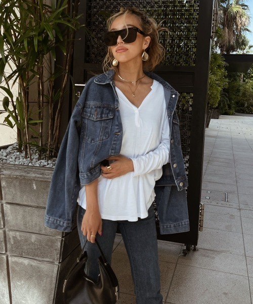 esutoreja(エストレジャ)の「ルーススリーブスデニムジャケット(デニムジャケット・レディース・ブルー・FREE)」の1枚目の写真