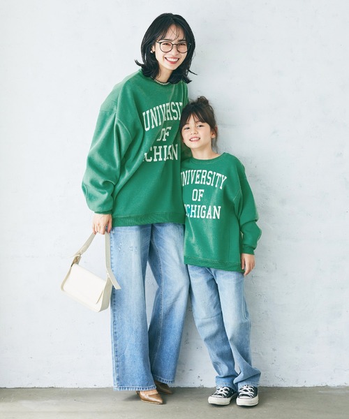 coca（coca）（コカ）の「＼新色登場／キッズ 親子お揃いふわり～ロゴスウェット（スウェット・キッズ・グリーン/ブラック/グレー/アイボリー/ブラウン・100/110/120/130/140）」の8枚目の写真