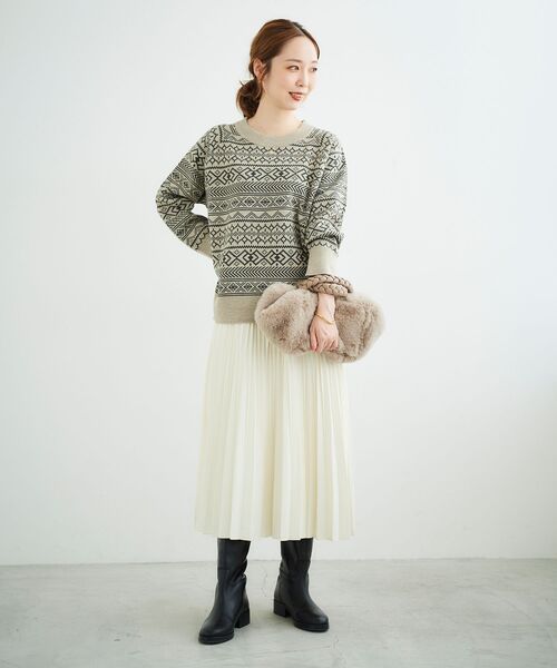 le.coeur blanc（ルクールブラン）の「総柄ジャガードニット（ニット/セーター・レディース・ブラック系その他/ベージュ系その他2・38）」の11枚目の写真